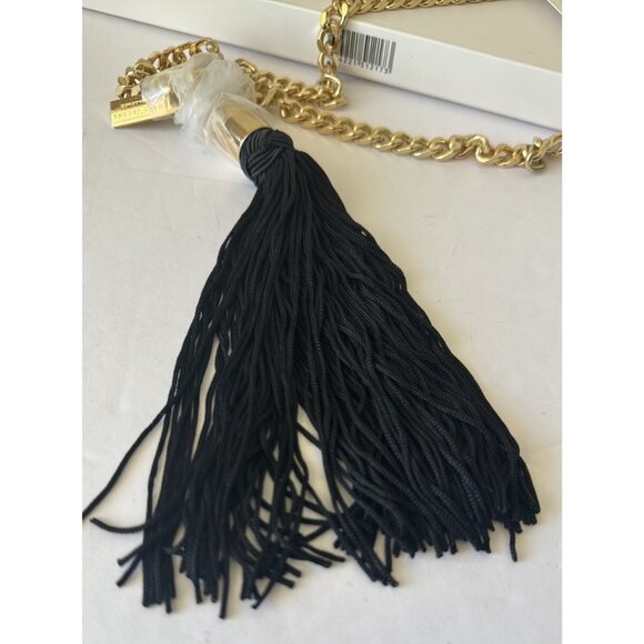 Marc Jacobs DECADENCE LARGE Necklace Gold Tone Chain Tassel black in box GWP - Picture 4 of 12